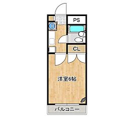 エトワール矢城B 1Kの間取図画像