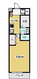 アルクオーレ 1Kの間取図画像