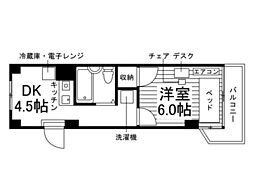 オリーブ桑田 1DKの間取図画像