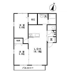 ベルグラース新保H 2LDKの間取図画像