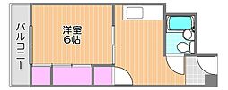 チサンマンション岡山 1Kの間取図画像