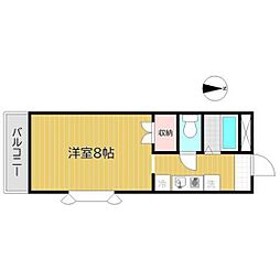 スカイアロー 1Kの間取図画像