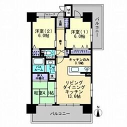 アルファライフ岡山駅南 3LDKの間取図画像