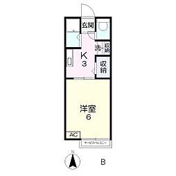 コーポ下伊福3 1Kの間取図画像
