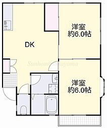 コーポ洋ランC 2DKの間取図画像