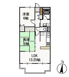 アベニューK&K 2LDKの間取図画像