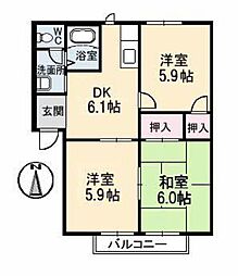 コーポエクセル3 3DKの間取図画像