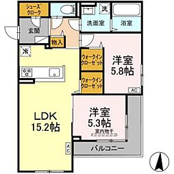 Le Trefle 2LDKの間取図画像