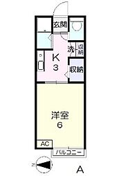 コーポ下伊福2 1Kの間取図画像