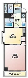 パルロイヤル東古松 1DKの間取図画像