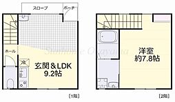 岡山市南区藤田タウンハウス 1LDKの間取図画像