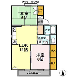 プレジール小野B 1LDKの間取図画像