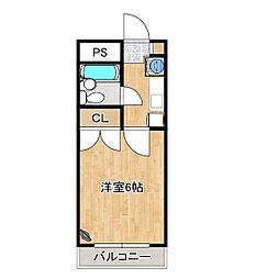 エトワール矢城C 1Kの間取図画像