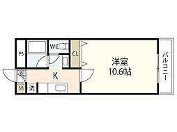 JRBハイツ倉敷駅前 1Kの間取図画像