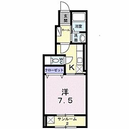 サンパレス 1Kの間取図画像