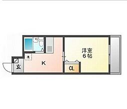 メゾン岡町 1Kの間取図画像