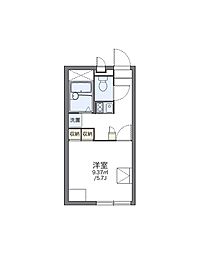 レオパレスリバーサイド竹田 1Kの間取図画像