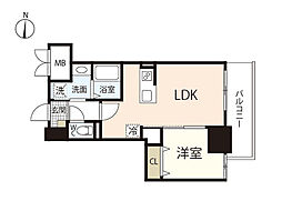 サーパスフォーシア大供 1LDKの間取図画像