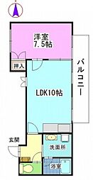 ライオンズマンション岡山弓之町 1LDKの間取図画像