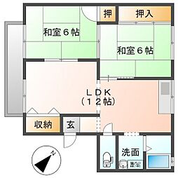 プチヴェールサトー 2LDKの間取図画像