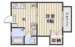 当新田ハイツ 1Kの間取図画像
