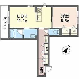 シャイン福泊 1LDKの間取図画像