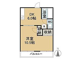 上東コーポ東棟 1DKの間取図画像