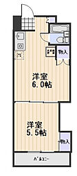 オークタウンマンション 1DKの間取図画像