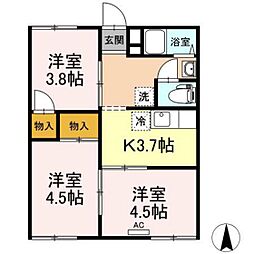 サカイコーポ 3Kの間取図画像