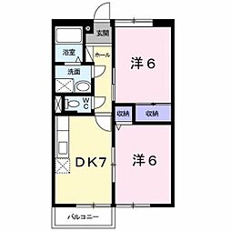 グリンピア古都B 2DKの間取図画像