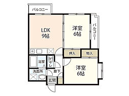 パレスプロムナード 2LDKの間取図画像