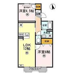 パレーシャル爽 2LDKの間取図画像