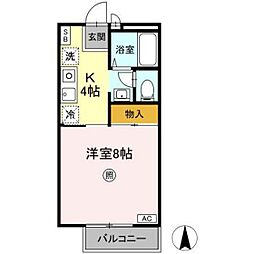 サンヒルズ津島 1Kの間取図画像