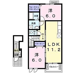 ハーモニーツネヤマ 2LDKの間取図画像