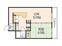 チュリス幸町マンション 1LDKの間取図画像