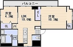 清花ビル 2LDKの間取図画像