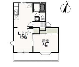 サンアース下中野B 1LDKの間取図画像