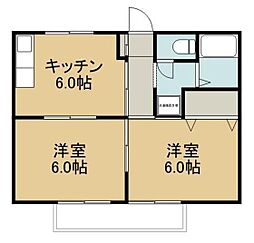 リージェント中庄パート1-西 2DKの間取図画像