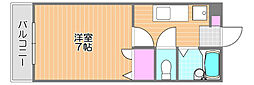 プレアール西川原 1Kの間取図画像