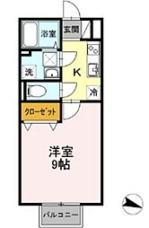 ワンズB 1Kの間取図画像
