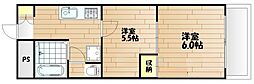 メゾン・ド・ベル・プレ京町 2Kの間取図画像