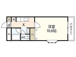 JRBハイツ倉敷駅前 1Kの間取図画像