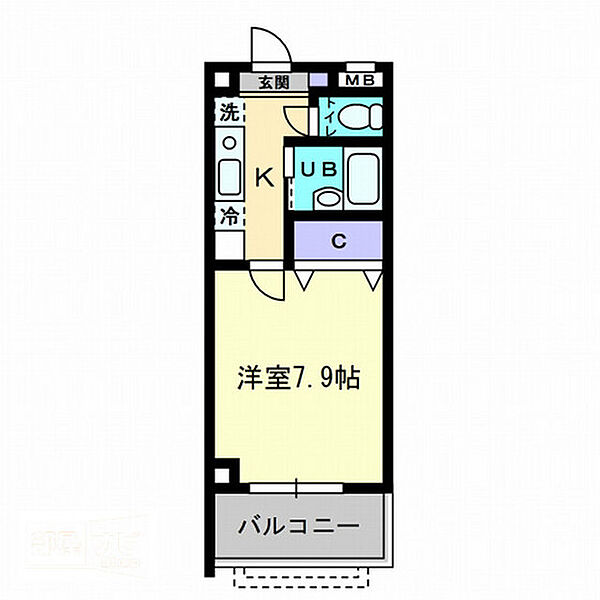 岡山県岡山市北区富町2丁目(賃貸マンション1K・2階・28.05㎡)の写真 その2