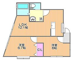 岡山県岡山市北区津島京町2丁目（賃貸アパート2LDK・1階・47.96㎡） その2