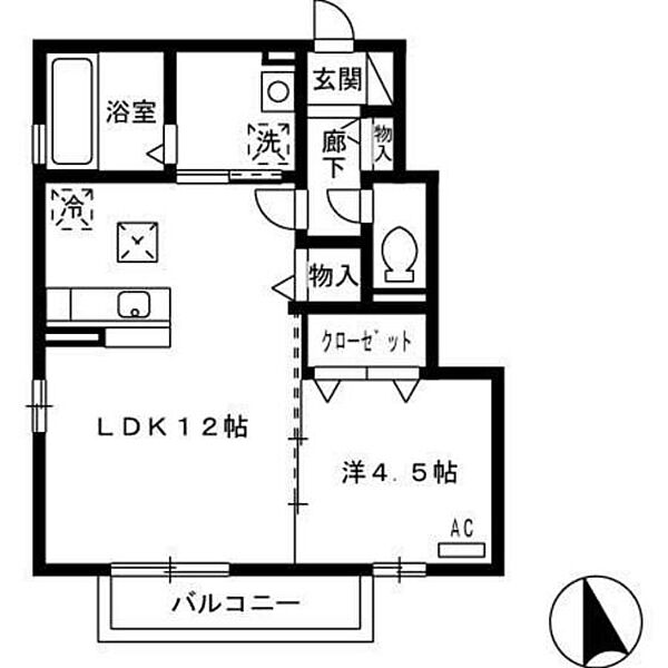 岡山県岡山市北区富田(賃貸アパート1LDK・1階・42.00㎡)の写真 その2