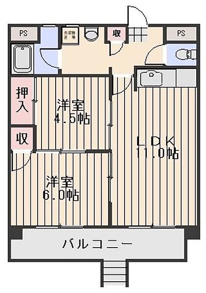 岡山県岡山市北区東古松(賃貸マンション2LDK・1階・52.56㎡)の写真 その2