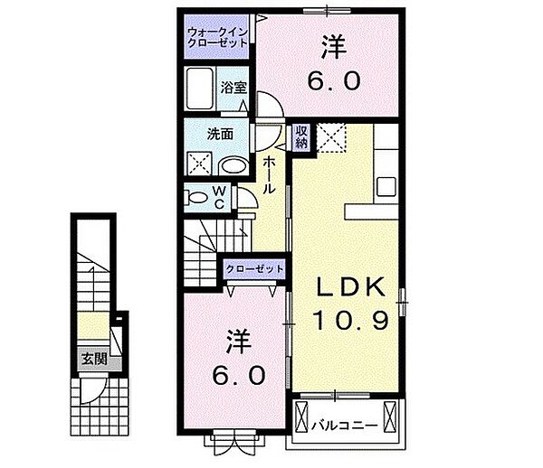 岡山県岡山市南区泉田4丁目(賃貸アパート2LDK・2階・57.19㎡)の写真 その2