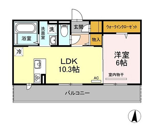 パームツリーＣ ｜岡山県岡山市南区西市(賃貸アパート1LDK・3階・41.74㎡)の写真 その2