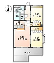 サンプロスパーガルデン  ｜ 岡山県岡山市中区清水（賃貸マンション2LDK・1階・57.33㎡） その2