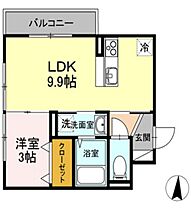 ウィング　B棟  ｜ 岡山県岡山市北区駅元町（賃貸アパート1LDK・3階・31.94㎡） その2